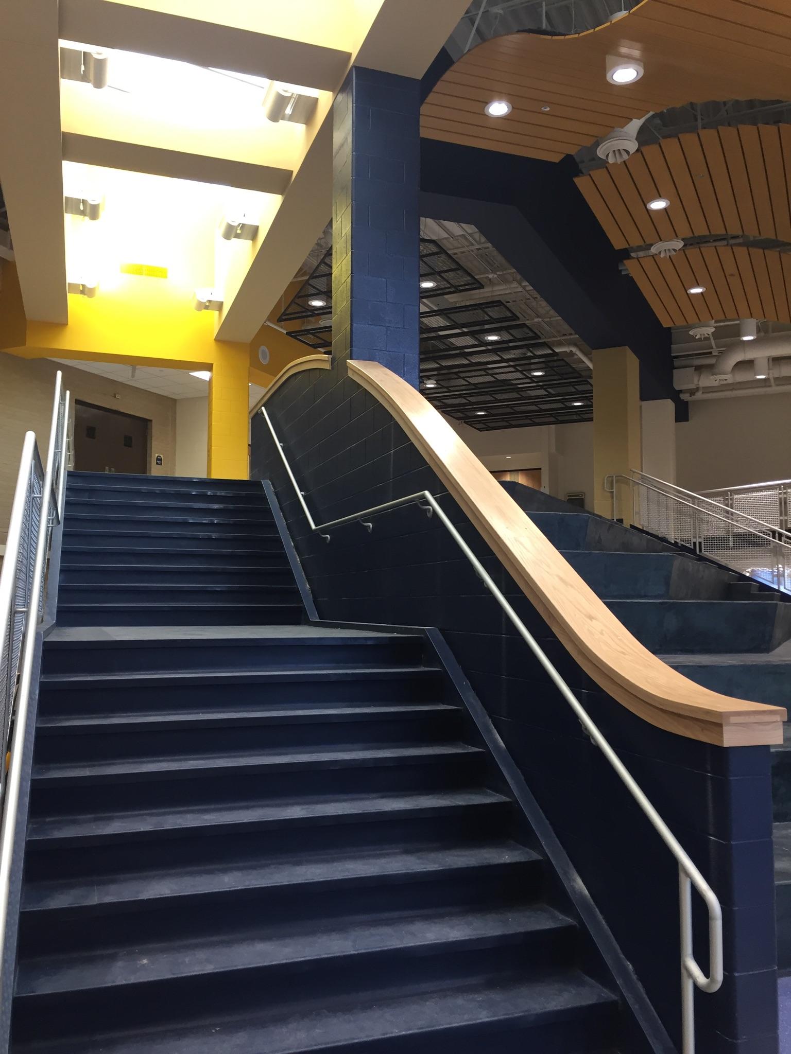 Custom millwork in Round Lake High School by Carroll Seating Company